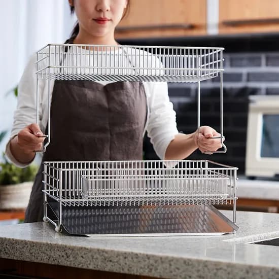식기건조대 A형 멀티랙 304 올스텐 상부장 확장형 싱크대 선반(엠보형 A형2단 확장)