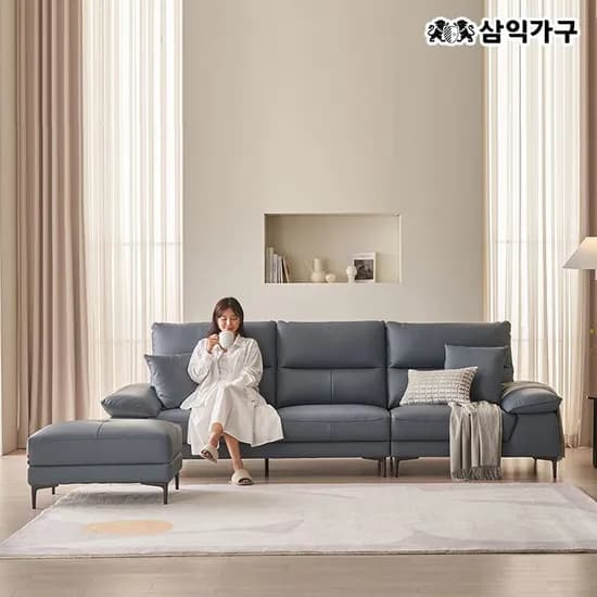 노이드 이태리 천연면피 통가죽 4인용 소파(스툴선택) 899,000원