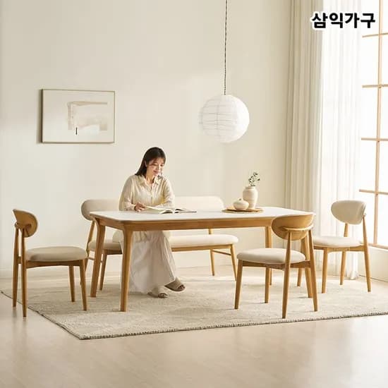 나폴리 포세린 세라믹 6인용 원목 식탁 1800 테이블/의자 세트 229,000원