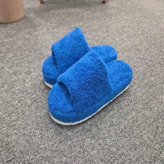 포근한 워셔블 층간소음 키높이 슬리퍼 거실 사무실 홈 사계절 실내화 타올 룸슈즈 Blue