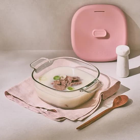 렌지쿡 실리콘캡 탕찌개용 유리용기 캔디핑크