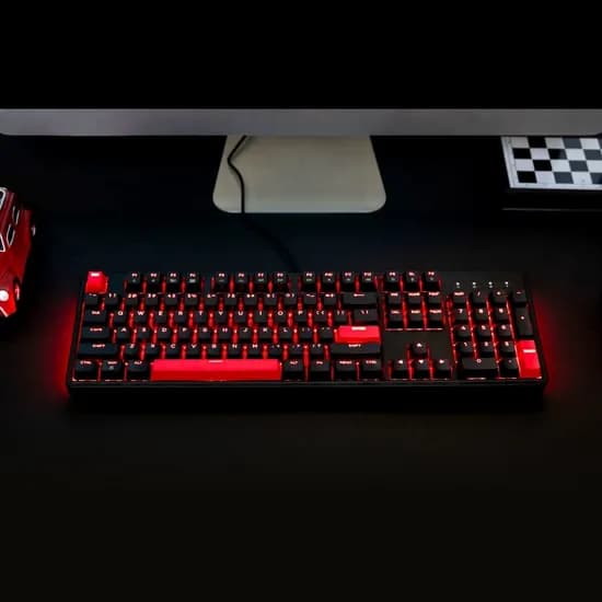 Lemokey X3 블랙 RED LED 적축 풀배열 게이밍 기계식 유선 키보드