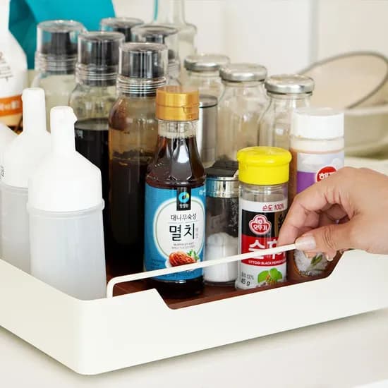 싱크대 하부장 무타공 슬라이딩 레일 선반 다용도 수납함