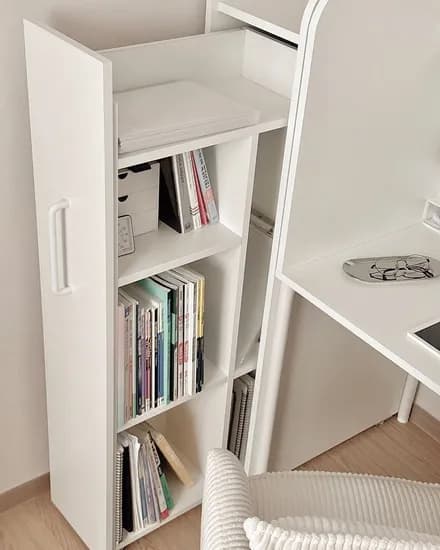 로벨 집중력 데스크 틈새 슬라이딩 낮은책장 만화책장 3단