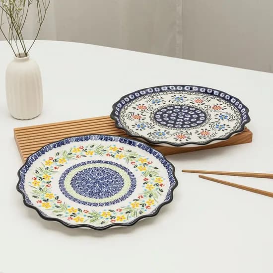 프라카 폴란드풍 도자기 프릴접시 대 26cm 6colors
