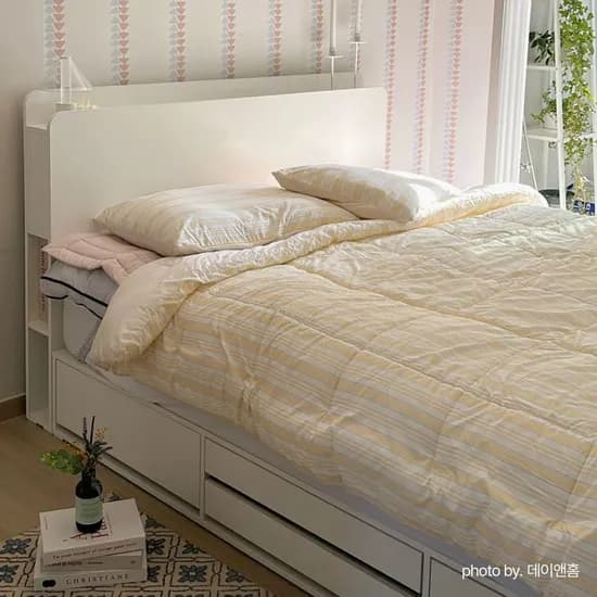 모먼트 LED 매거진 4단 멀티 수납 침대프레임 SS/Q 2color
