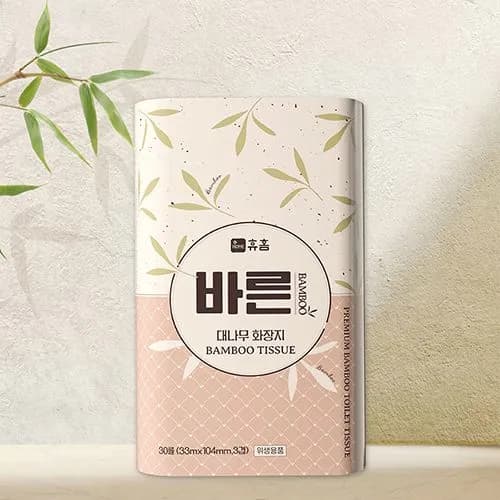 프리미엄 바른 대나무 화장지 휴지 33m 30롤 1팩