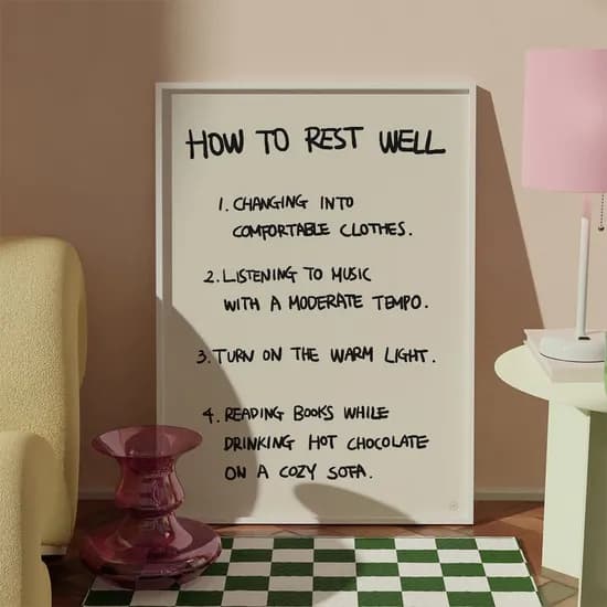 레터링 포스터 침실 카페 인테리어 액자 HOW TO REST WELL