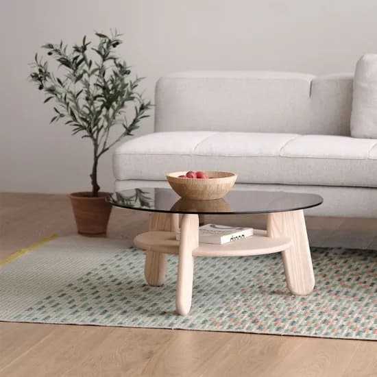 폰드 테이블 CLEAR GLASS WOOD