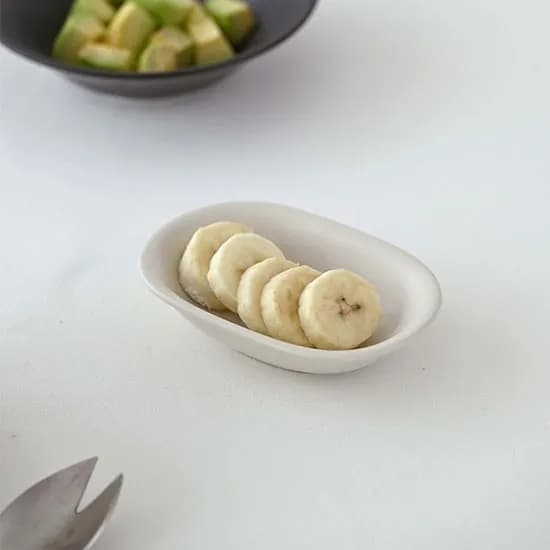 비엔 반무광 도자기 타원찬기 반찬그릇 2P