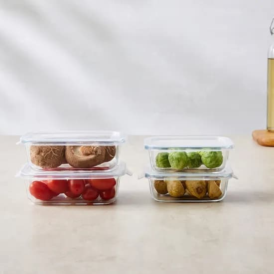 이지오픈 직사각 오븐 유리 밀폐용기 4p세트 370ml 2p 640ml 2p