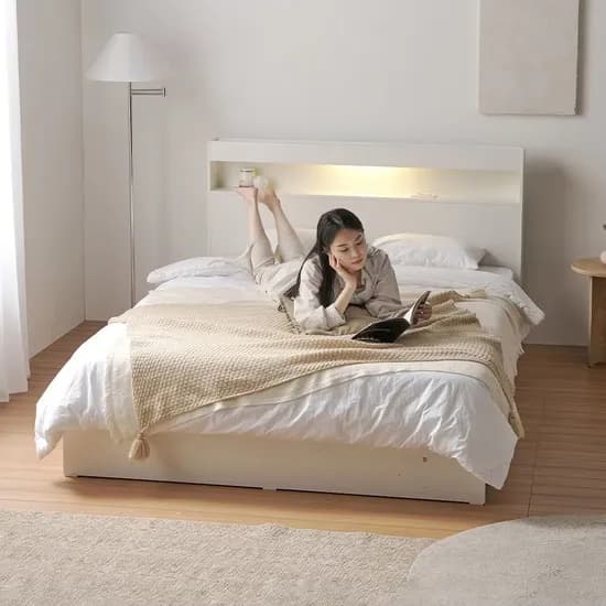 듀얼 3단 LED 벙커 수납 서랍 침대프레임 SS/Q(매트추가할인)