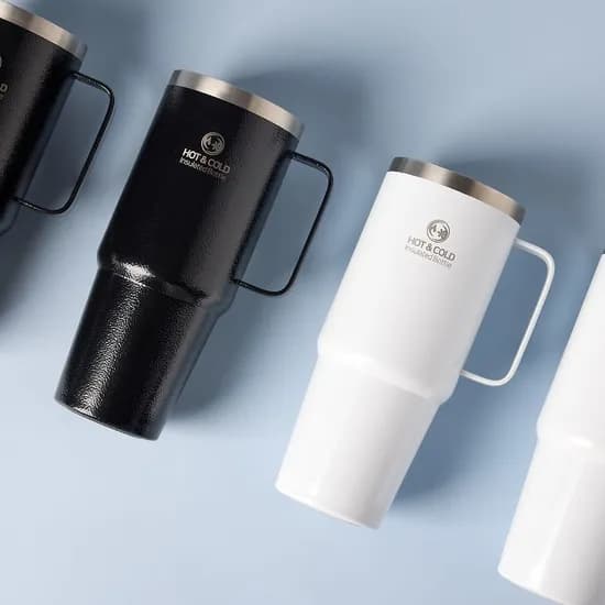 대용량 손잡이 스텐 텀블러 콜드컵 900ml 화이트 블랙 1P