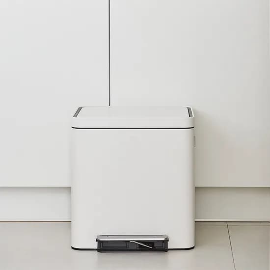 시그니처 페달 휴지통 30L 15L+15L 화이트 종량제 화장실 사무실 쓰레기통