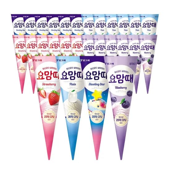 요맘때 콘 아이스크림 150mL * 24개 (플레인/스트로베리/슈팅스타/블루베리)