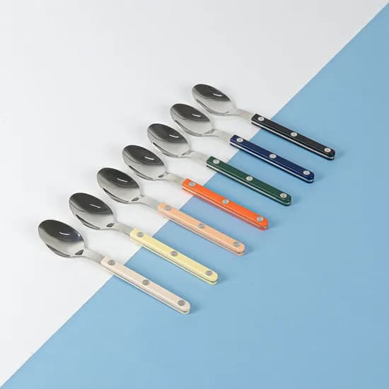 레브 스텐 컬러 핸들 미니 커피 스푼 티스푼 16cm