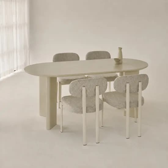 레브 크림 타원형 테이블 포세린 세라믹 식탁 1800/2000 2size