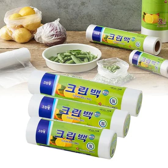 크린롤백 3종 세트 미니 중 대 총 600매 비닐 봉투 일회용 위생 비닐팩