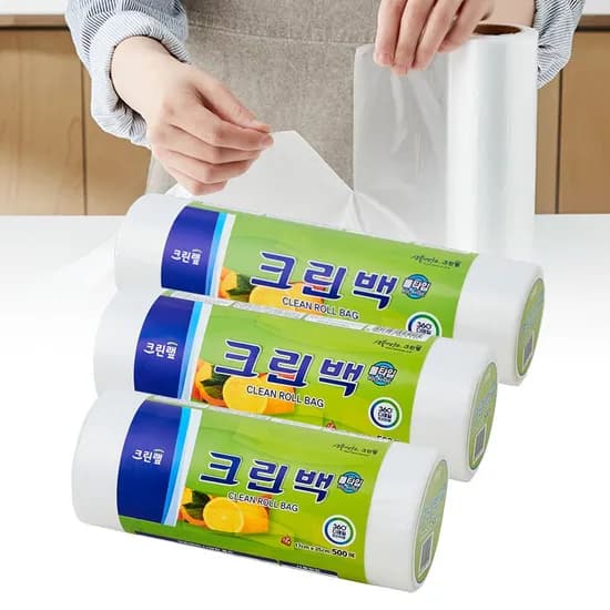 크린롤백 대용량 3종 세트 미니 중 대 총 1500매 비닐 봉투 일회용 위생 비닐팩