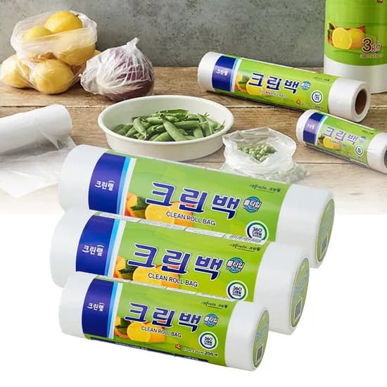 크린롤백 대용량 3종 세트 미니 중 대 총 1200매 비닐 봉투 일회용 위생 비닐팩