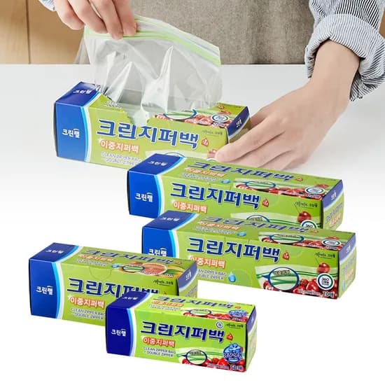 이중 지퍼백 4종 세트 미니 소 중 대 총 140매 투명 위생 비닐 밀폐 비닐팩