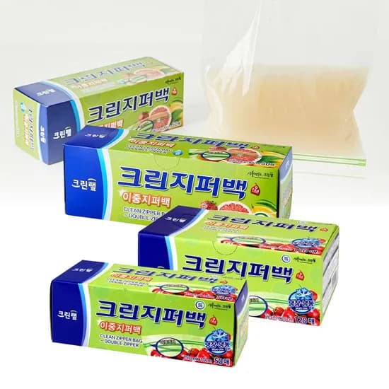 이중 지퍼백 3종 대용량 세트 미니 중 대 총 220매 투명 위생 비닐 밀폐 비닐팩