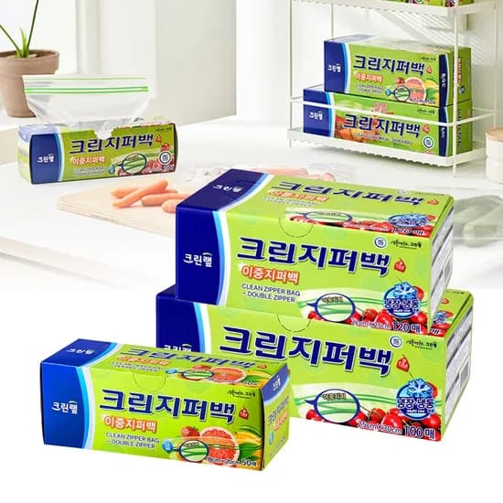 이중 지퍼백 3종 대용량 세트 소 중 대 총 270매 투명 위생 비닐 밀폐 비닐팩