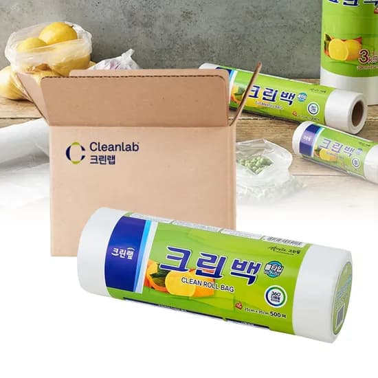 비닐 봉투 일회용 롤백 25cm x 35cm 중 500매 12개 비닐팩