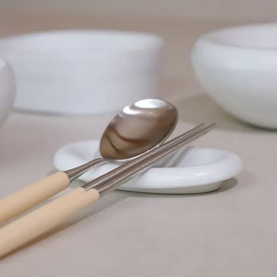 순수무광 링타원종지,수저받침