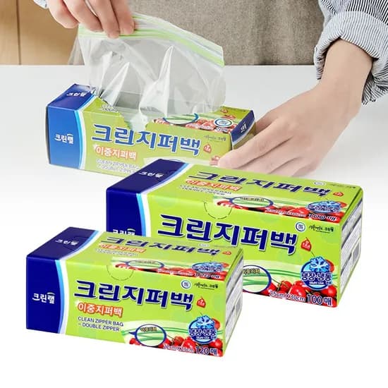 이중 지퍼백 2종 대용량 세트 중 대 총 220매 투명 위생 비닐 밀폐 비닐팩