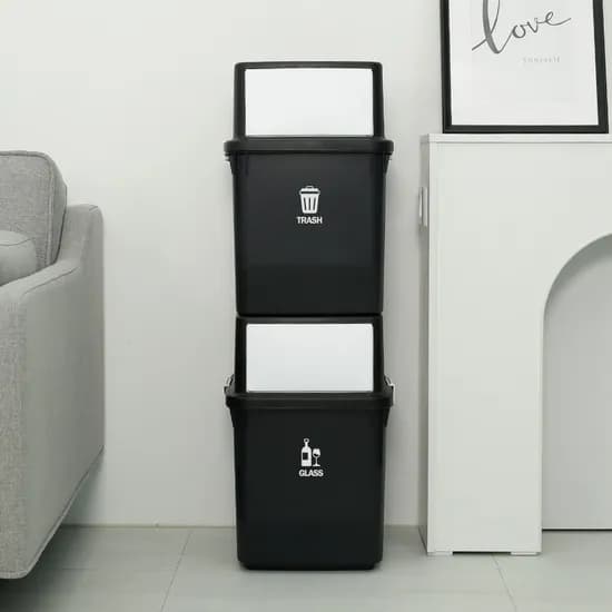 컬러빈 분리수거함 35L 2단 (블랙/화이트)