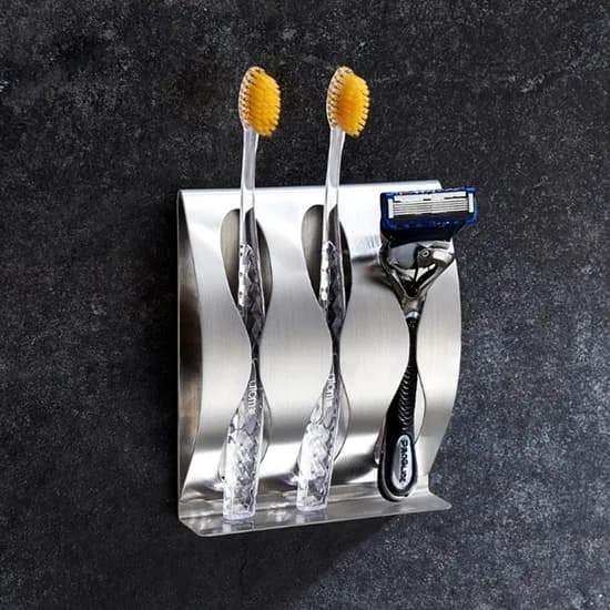 스텐 접착 칫솔 꽂이 3구