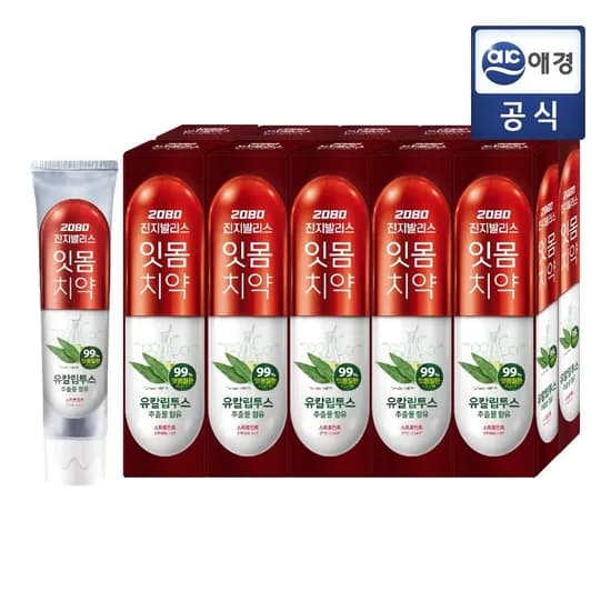 2080 진지발리스 유칼립투스 치약 150gX10입 (후레쉬민트, 스트롱민트)