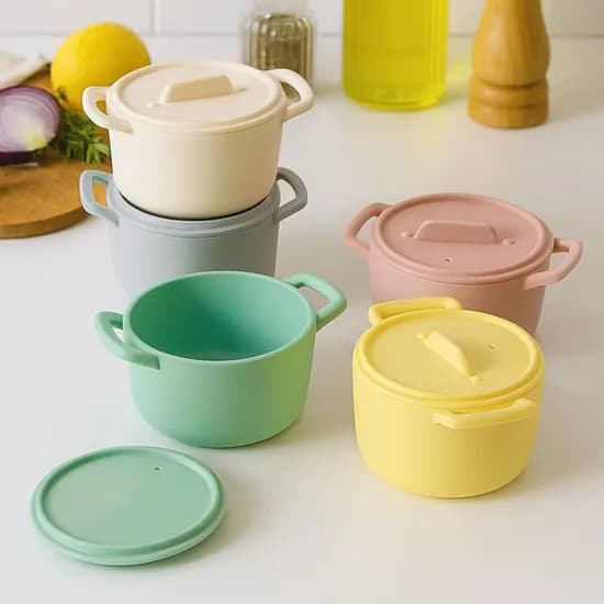 실리콘 전자레인지 찜기 용기 600ml 5colors