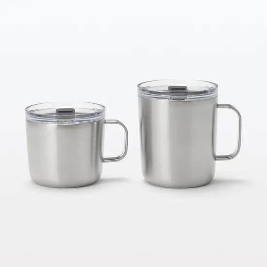 스테인리스 눈금이 있는 보온 보냉 머그컵 2 SIZE 실버