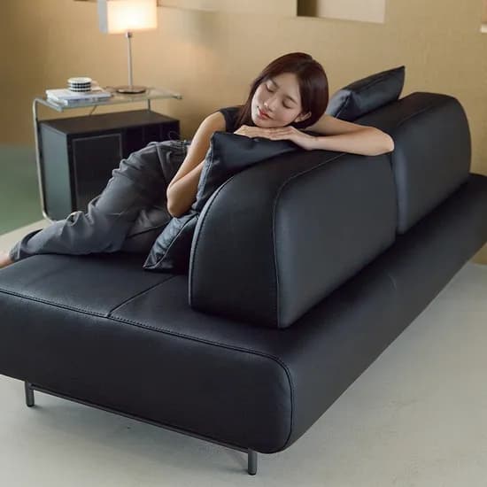 보너 3인 전체 내추럴가죽 소파+스툴
