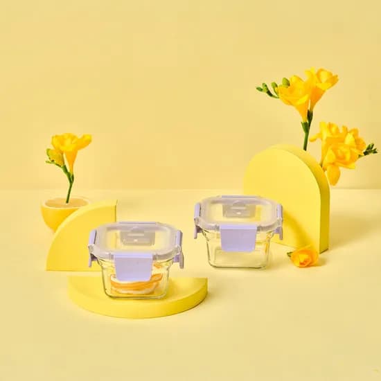 퓨어 유리 밀폐용기 정사각 160ml 2조 세트(베리페리)