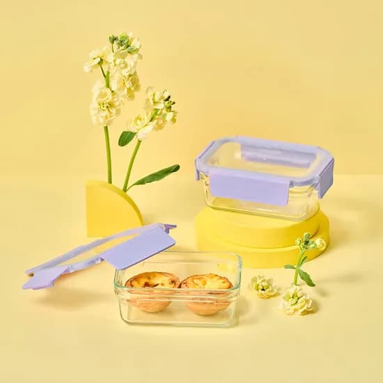 퓨어 유리 밀폐용기 직사각 700ml 2조 세트(베리페리)