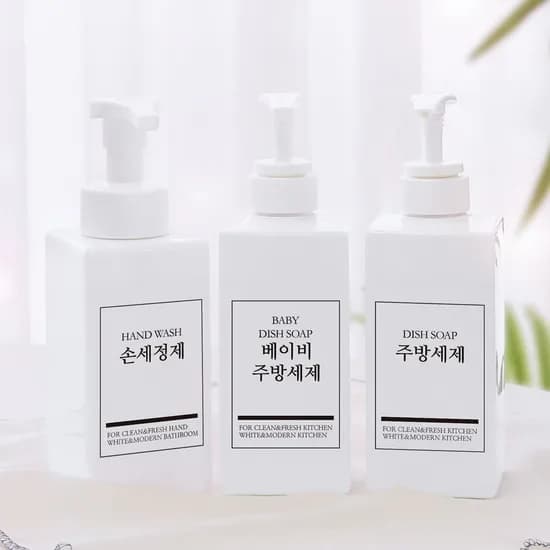 3종세트 주방세제통 디스펜서 세제통 리필용기 핸드워시 거품 용기 라벨포함