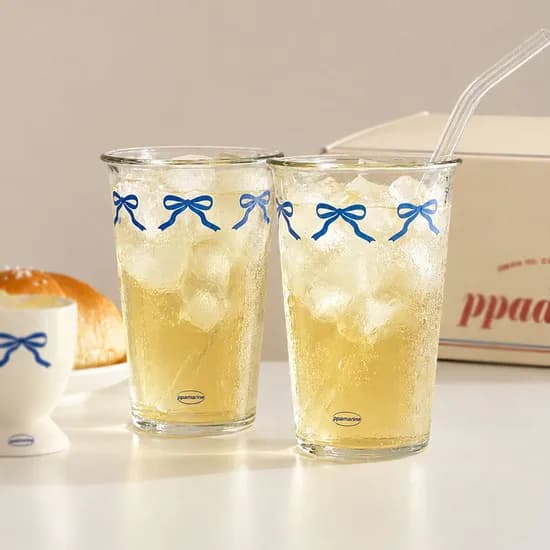 빠마린 2p 선물포장_리본&레터링 내열 유리컵 맥주잔 380ml 국내제조