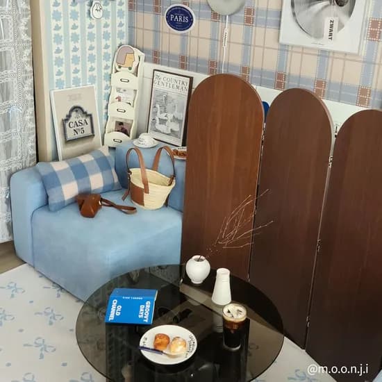 고트 월넛 3단 접이식 미드센츄리 라운드 아치형 파티션 1200 스탠드 가벽