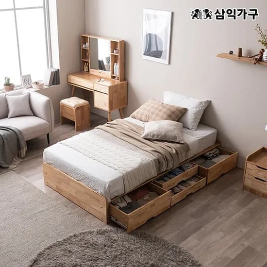 포텐 헤드리스 4단 수납 원목 침대(매트제외) SS/Q 139,000원