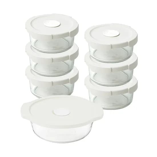 바로쿡 햇밥유리용기 원형 420ml + 렌지쿡 7조세트 (버터크림)