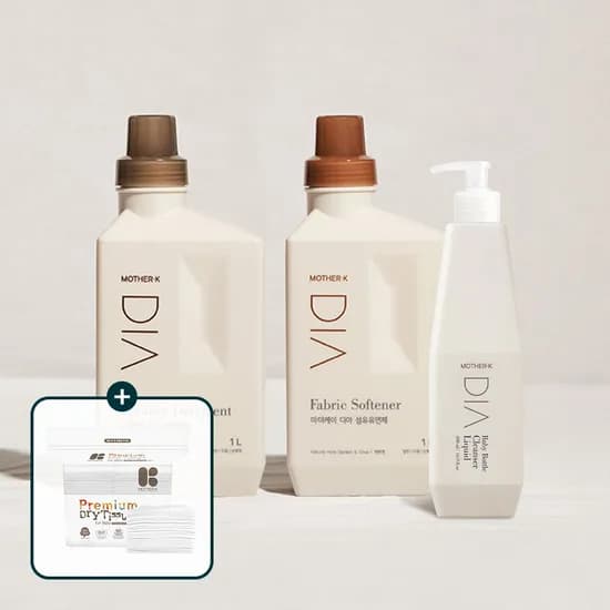 디아 아기 세제 3종(세탁세제1L+유연제1L+젖병세정제500ml)(+레이온건티슈 160매)