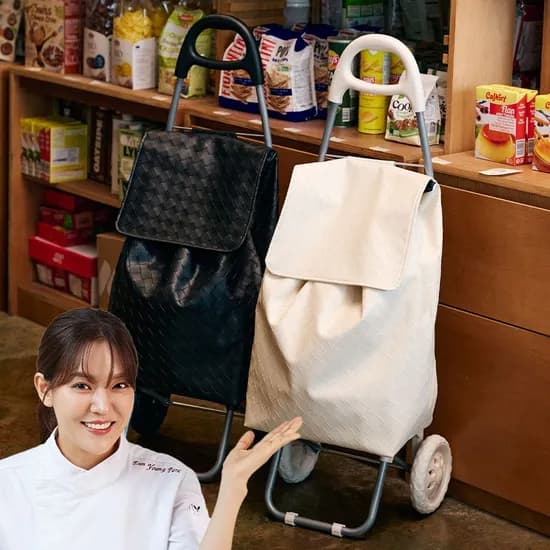 다용도 프리미엄 가죽 쇼핑카트 베이지 블랙