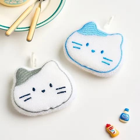 밀크캣 페이스 아크릴 수세미 2P SET