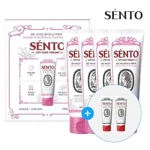 4+2 프라임 화이트닝 미백케어 치약 퓨어민트향 120g 4개+치약 본품 2개