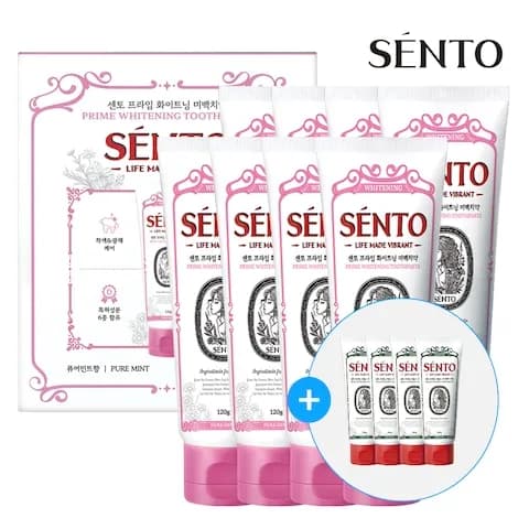 8+4 프라임 화이트닝 미백케어 치약 퓨어민트향 120g 8개+치약 본품 4개