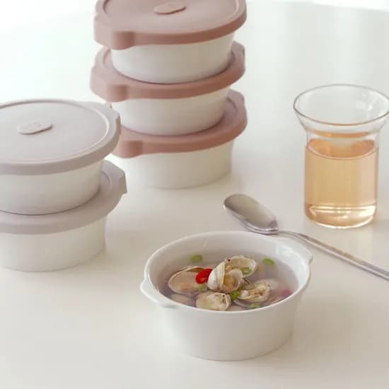 온기 도자기 전자레인지 국용기 냉동밥보관 실리콘밀폐용기