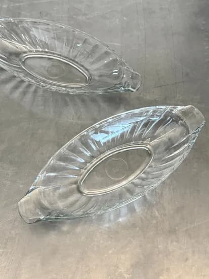 코브 보울 타원 오발 플레이트 투명 유리접시 디저트 과일그릇 24.5cm